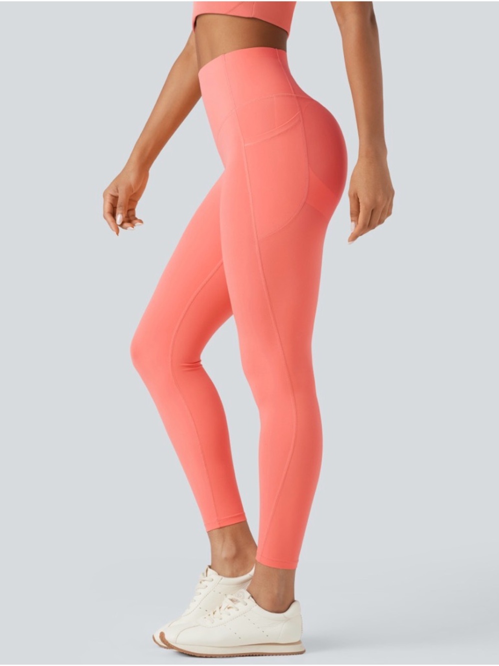 Halara - High-Waist Sculpting Leggings in Coral - Picture 3 of 9